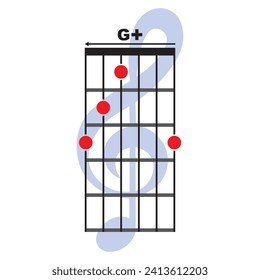 G plus  guitar chord icon. Basic guitar chord vector illustration symbol design
