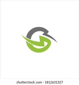 G power energy Unique modern flat abstract logo design with green and gray color.