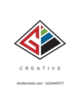 G pyramid logo design vector icon symbol