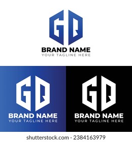 G Q Double Letters Polygon Logo, Two letters G Q logo design, Minimalist creative vector logo design template