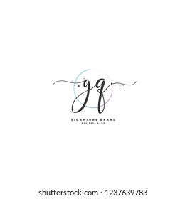 G Q GQ Initial letter handwriting and  signature logo.
