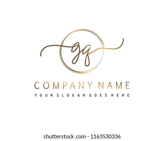 G Q Initial handwriting logo vector