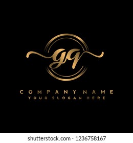 G Q Initial handwriting logo vector