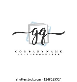 G Q Initial handwriting logo vector