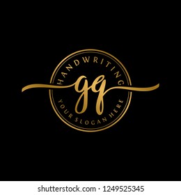 G Q Initial handwriting logo vector