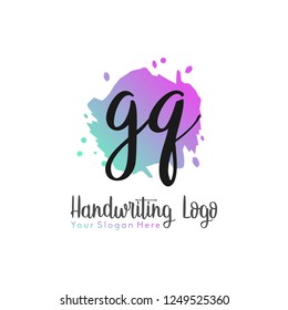 G Q Initial handwriting logo vector