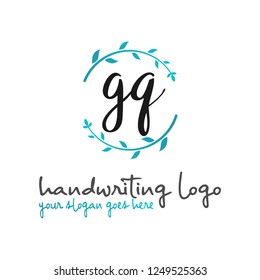 G Q Initial handwriting logo vector