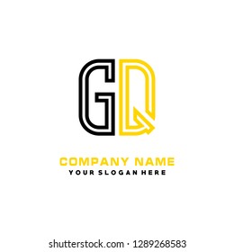 G Q initial letter, modern logo design template vector