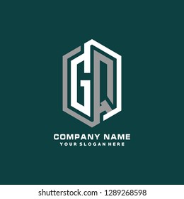 G Q initial letter, modern logo design template vector