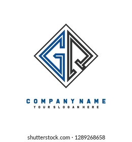 G Q initial letter, modern logo design template vector