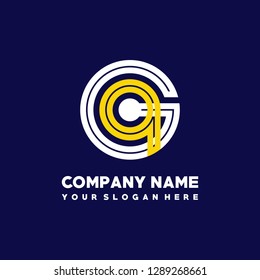 G Q initial letter, modern logo design template vector