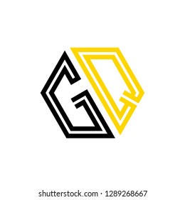 G Q initial letter, modern logo design template vector