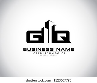 G Q Initial logo concept with building template vector.