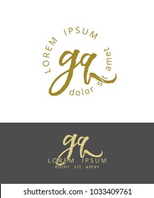 G Q. Initials Monogram Logo Design. Dry Brush Calligraphy Artwork