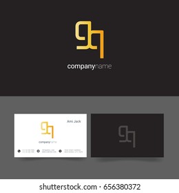G Q joint logo letter symbol with business card template