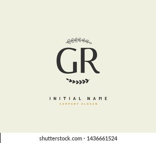 G R GR Beauty vector initial logo, handwriting logo of initial signature, wedding, fashion, jewerly, boutique, floral and botanical with creative template for any company or business.