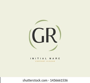 G R GR Beauty vector initial logo, handwriting logo of initial signature, wedding, fashion, jewerly, boutique, floral and botanical with creative template for any company or business.