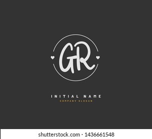 G R GR Beauty vector initial logo, handwriting logo of initial signature, wedding, fashion, jewerly, boutique, floral and botanical with creative template for any company or business.