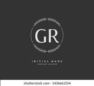 G R GR Beauty vector initial logo, handwriting logo of initial signature, wedding, fashion, jewerly, boutique, floral and botanical with creative template for any company or business.