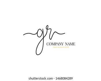 G R GR Initial handwriting logo design with circle. Beautyful design handwritten logo for fashion, team, wedding, luxury logo.