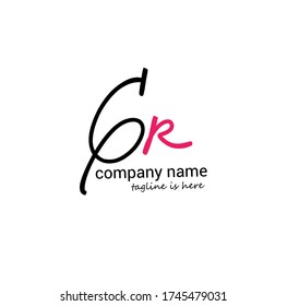 G R GR initial logo handwriting template vector