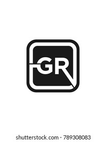 G R initial box letter logo template vector
