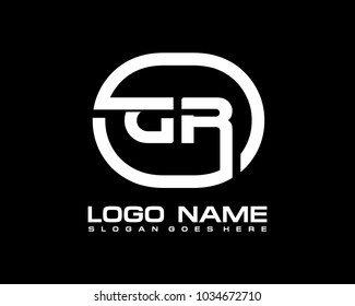 G R Initial circle logo template vector