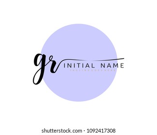 G R Initial handwriting logo vector. Hand lettering for designs.