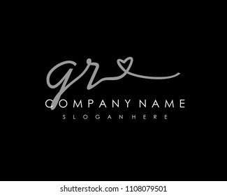 G R Initial handwriting logo vector