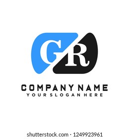 G R Initial handwriting logo vector
