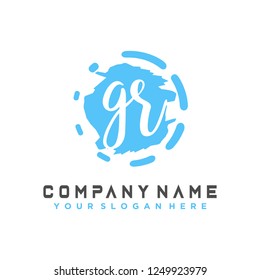 G R Initial handwriting logo vector