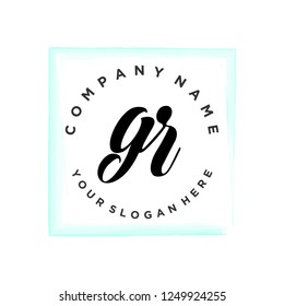 G R Initial handwriting logo vector
