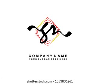 G R Initial Handwriting Logo Template