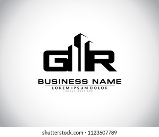 G R Initial logo concept with building template vector.