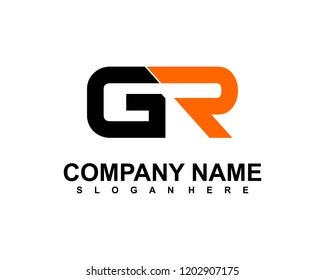 G R Initial logo template vector