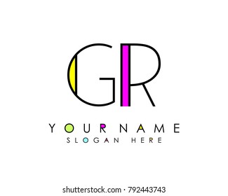 G & R initial minimalist logo template vector