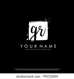 G R initial square logo template vector