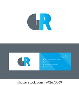 G R joint bold letter logo design vector with business card template