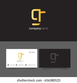 G R joint logo letter symbol with business card template