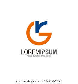 G and R logo design combination, GR, RG, Line icons