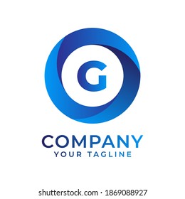 G Rounded Luxury Premium Initial Logo - Blue Concept