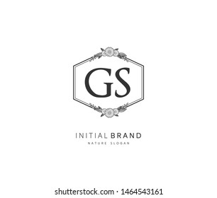 G S GS Beauty vector initial logo, handwriting logo of initial signature, wedding, fashion, jewerly, boutique, floral and botanical with creative template for any company or business.