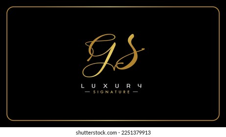 G, S, GS Initial letter logo. Alphabet GS Handwritten Signature logo design. Creative Golden handwriting letters G, S.