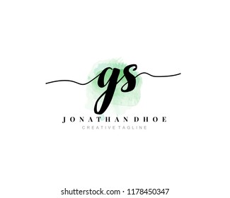 G S Initial watercolor logo on white background. Logo template vector
