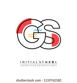 G S Memphis letter style, initial logo template vector full color.