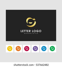 G shadow  letter logo. gold color and some other colors