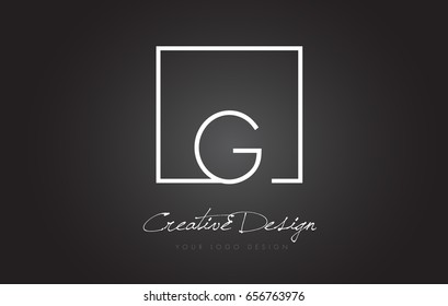 G Square Framed Letter Logo Design Vector with Black and White Colors.