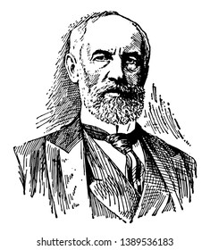 G. Stanley Hall, 1846-1924, he was an American psychologist and educator, vintage line drawing or engraving illustration