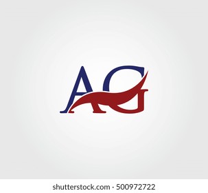 A and G Swoosh Initial Logo Letters For Business Card, Download, Project, Template Design, Vector Element and Business Identity.