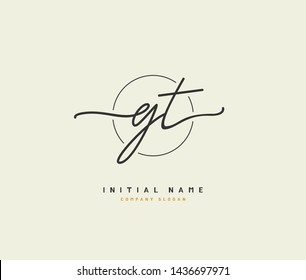 G T GT Beauty vector initial logo, handwriting logo of initial signature, wedding, fashion, jewerly, boutique, floral and botanical with creative template for any company or business.